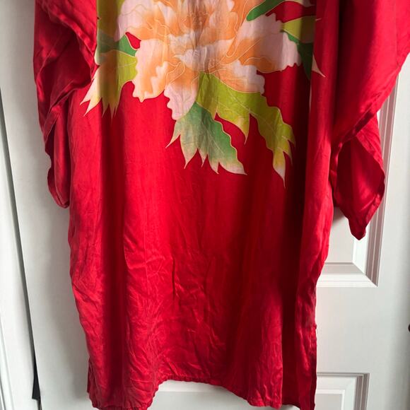 Bellmod Women’s Red Asian Inspired 100% Silk Kaftan - Picture 7 of 15